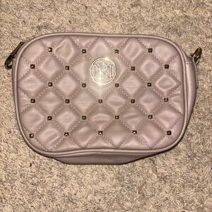 Badgley Mischka Gray Quilted Crossbody Bag with Metallic Accents
